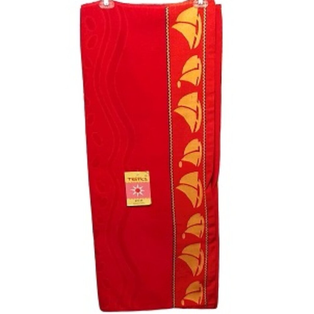 Orange Yellow Sailboat Beach Towel